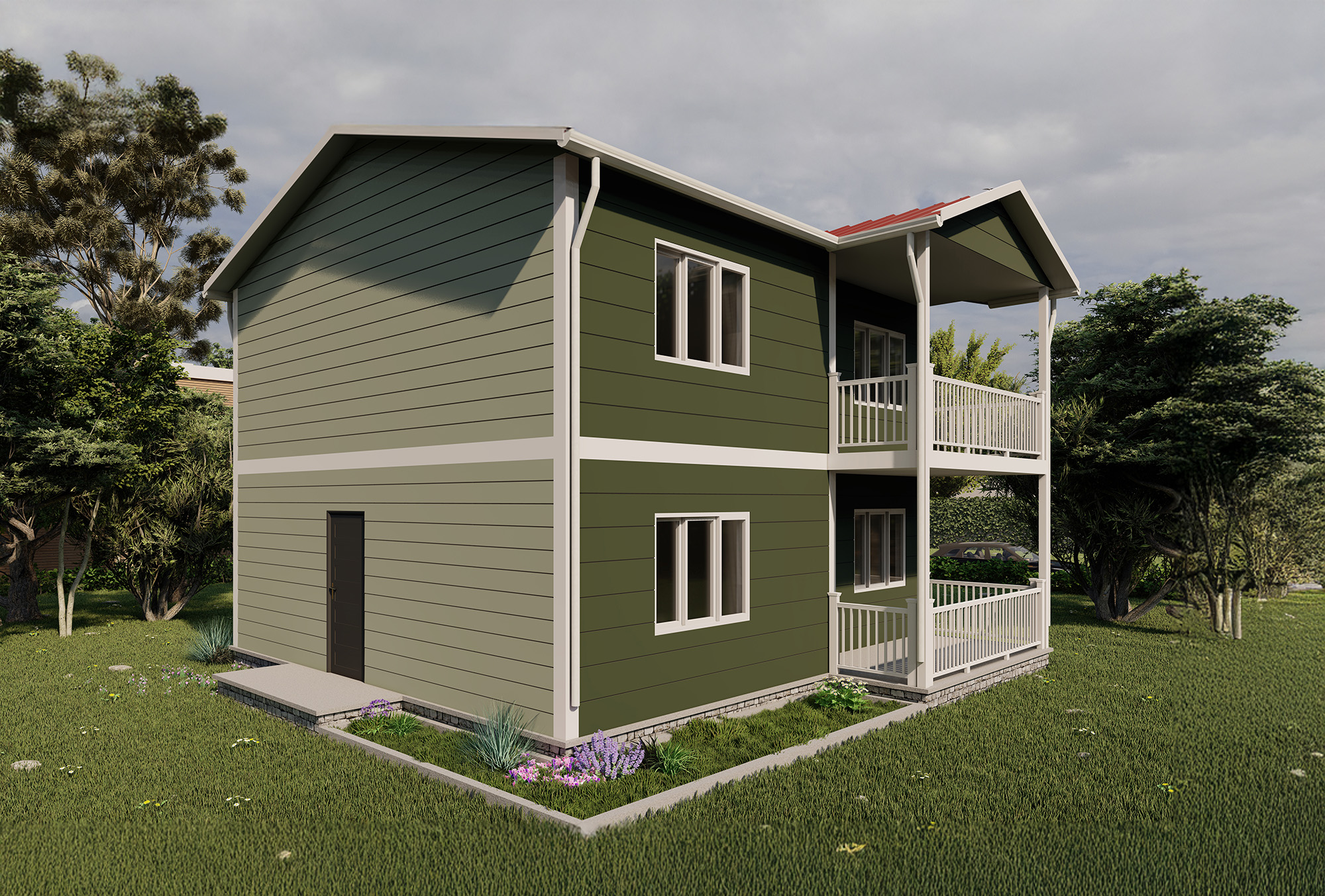 128 M2 İki Katlı Prefabrik Ev - Olympos