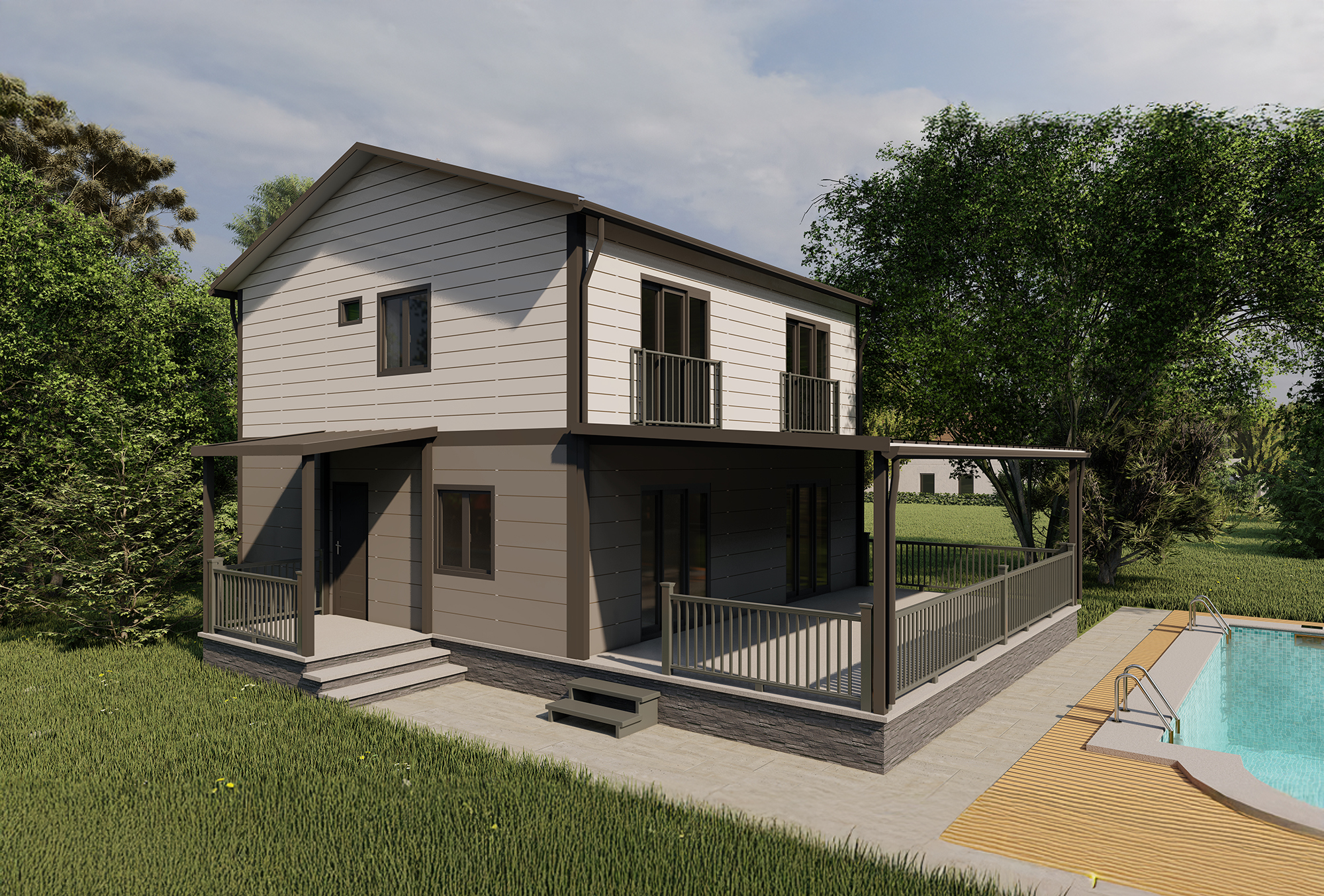 158 M2 İki Katlı Prefabrik Ev - Perge