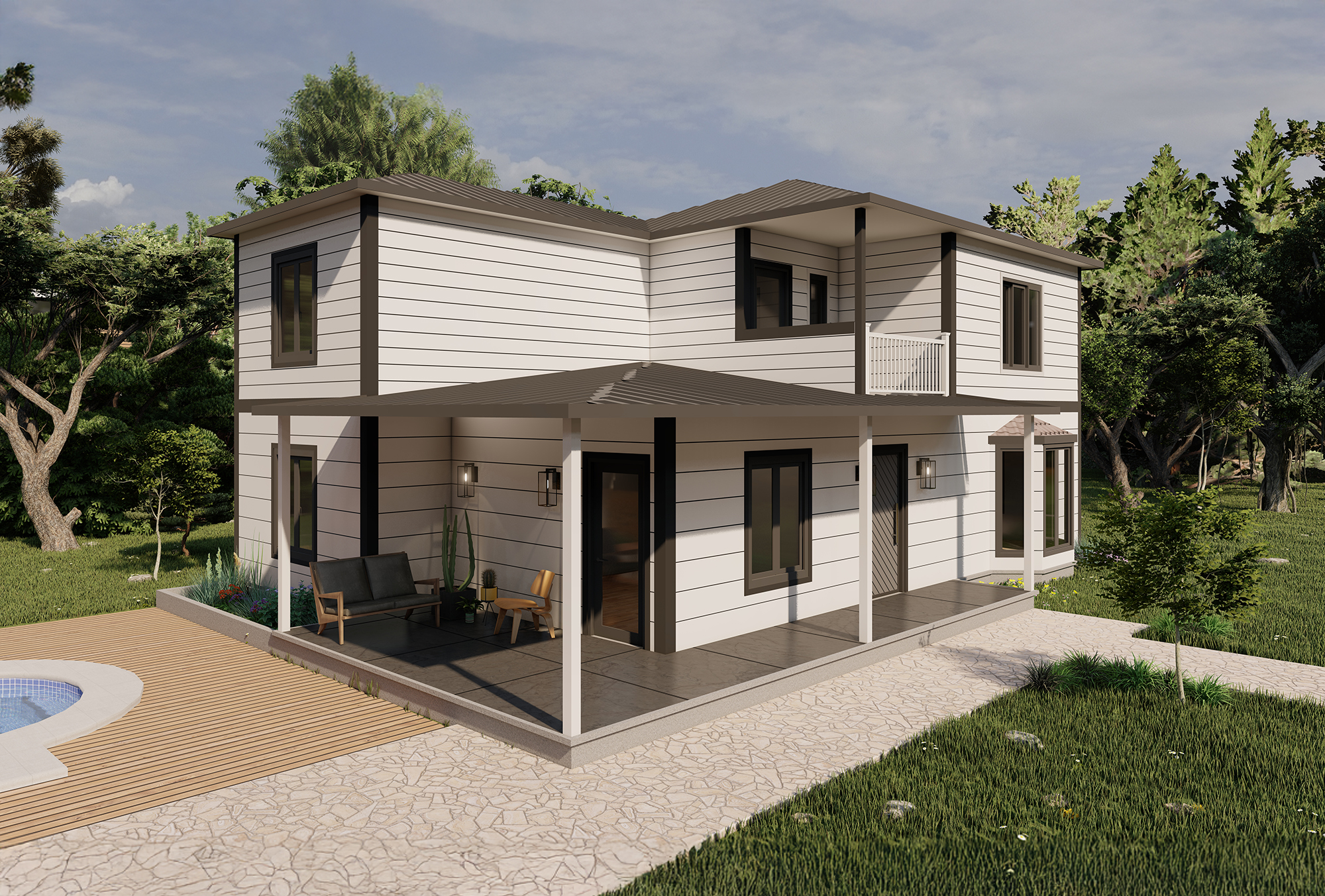 190 M2 İki Katlı Prefabrik Ev - Frigya
